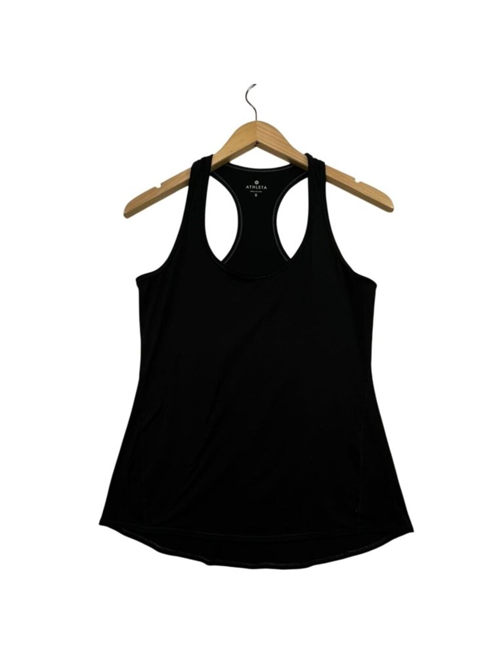 Athleta Womens Racerback Jersey Activewear Tank Top Small Black Scoop Neck